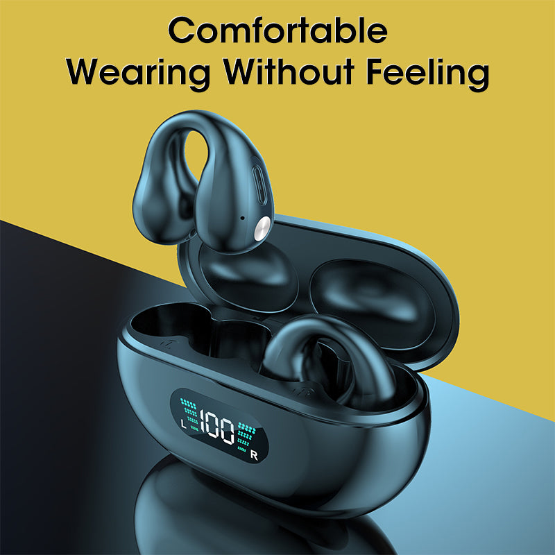 Bone Conduction Headphones TWS Earbuds Ear Clip Bluetooth 5.3 Touch