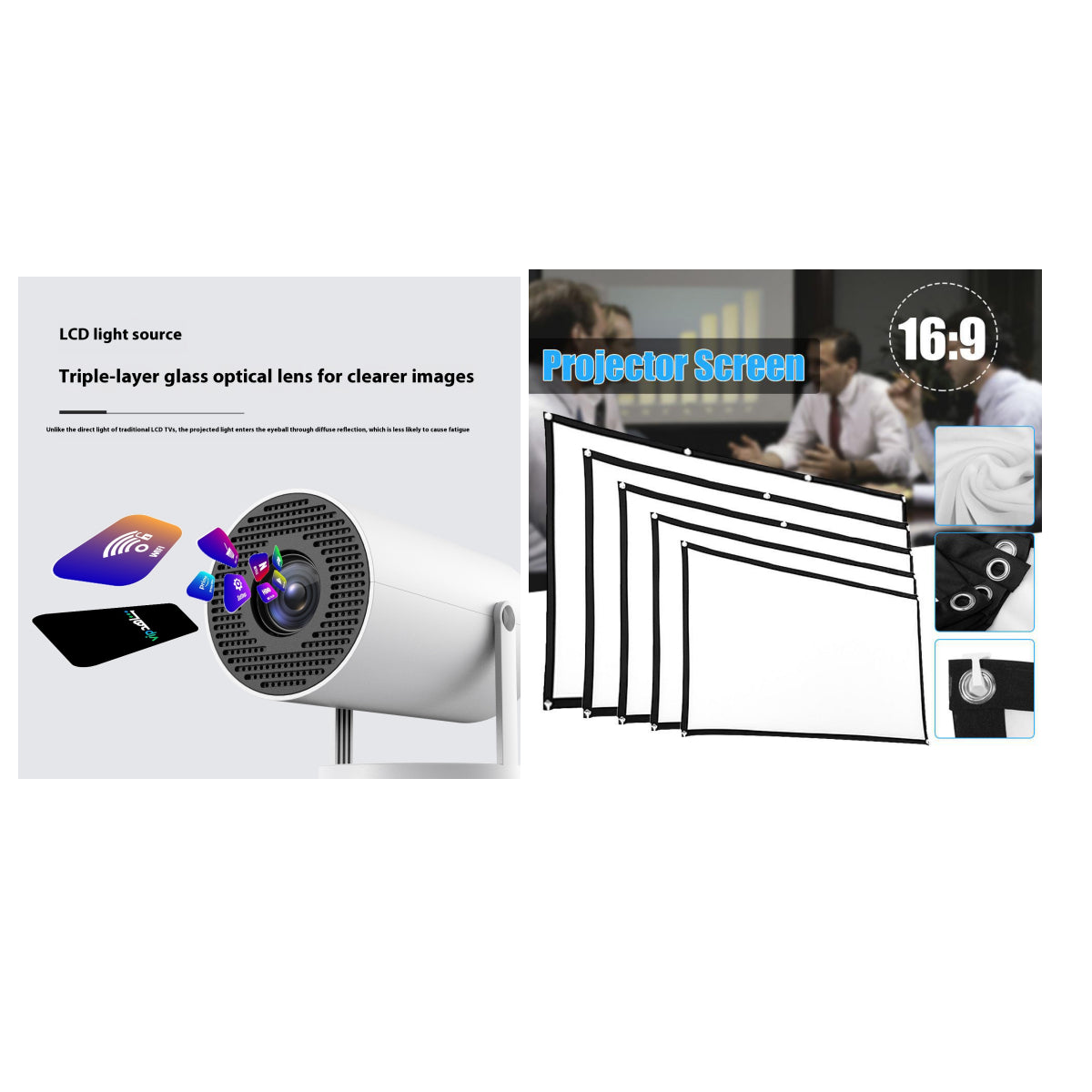 Portable Projector Small Straight Projector For Home Use 180 Degrees