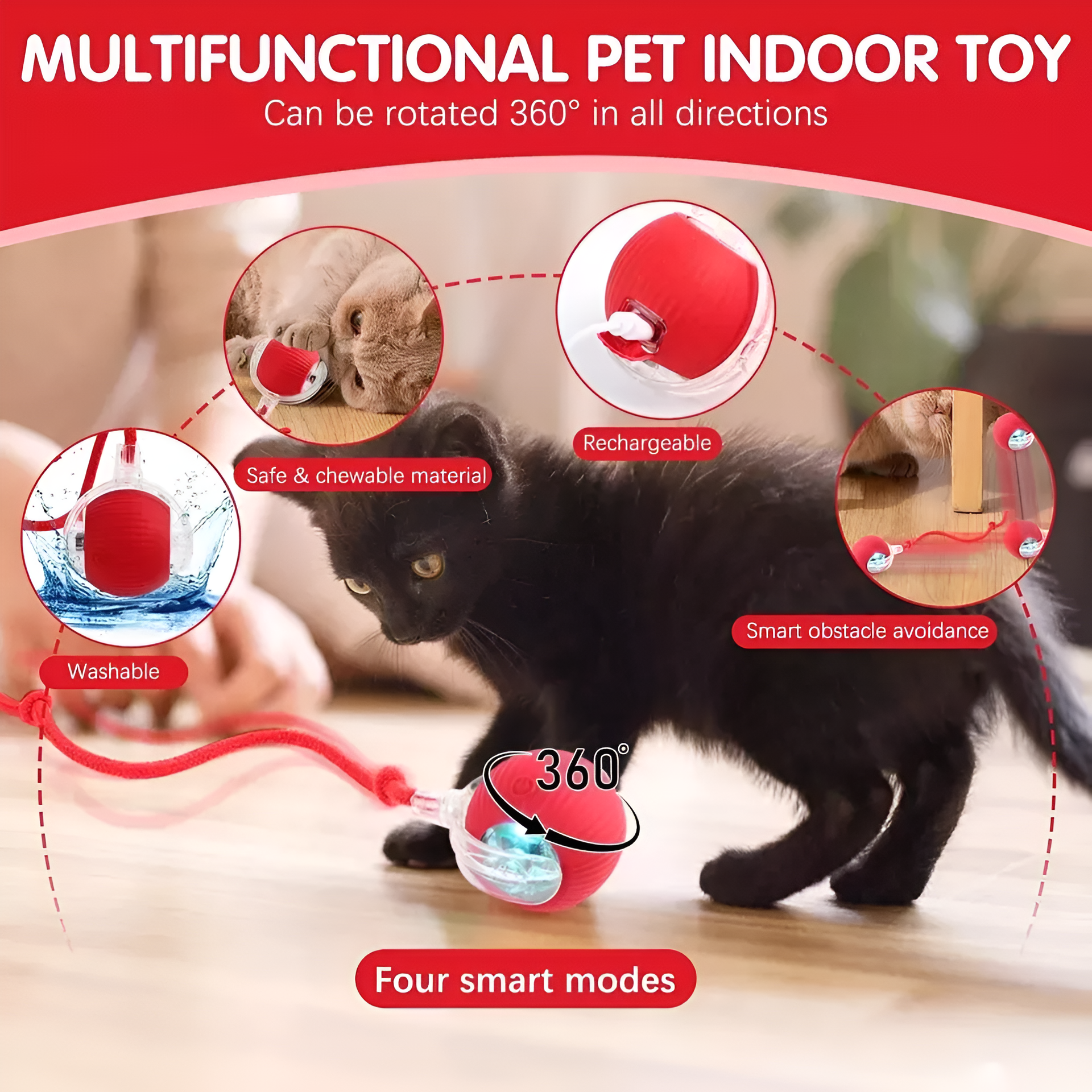 Automatic Rolling Cat Toy Ball – Keeps Indoor Cats Active, Stimulated & Stress-Free