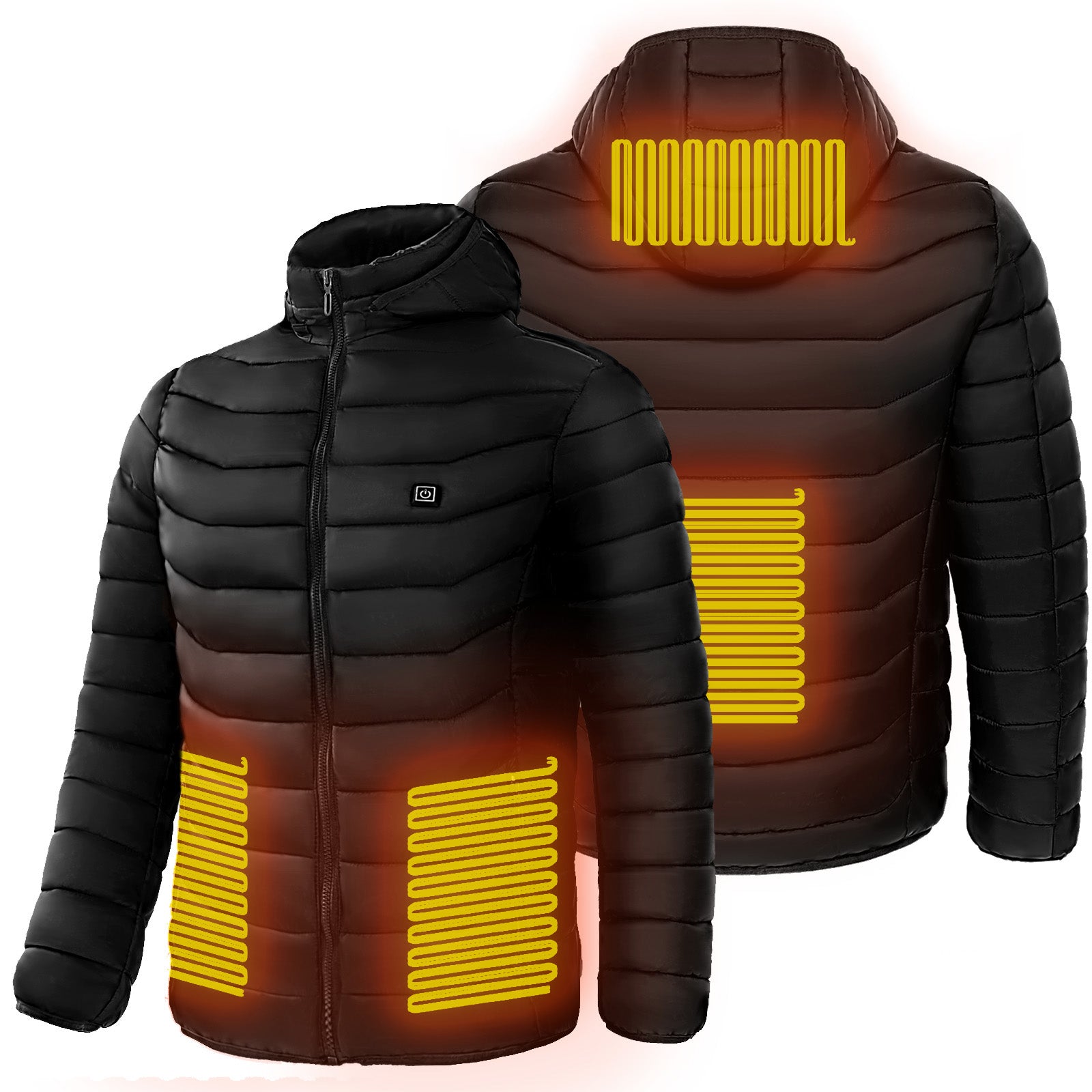 Men Women Heated Puffer Jacket Electric Heating Coat Insulated Hood Windbreaker 9Heat Zones