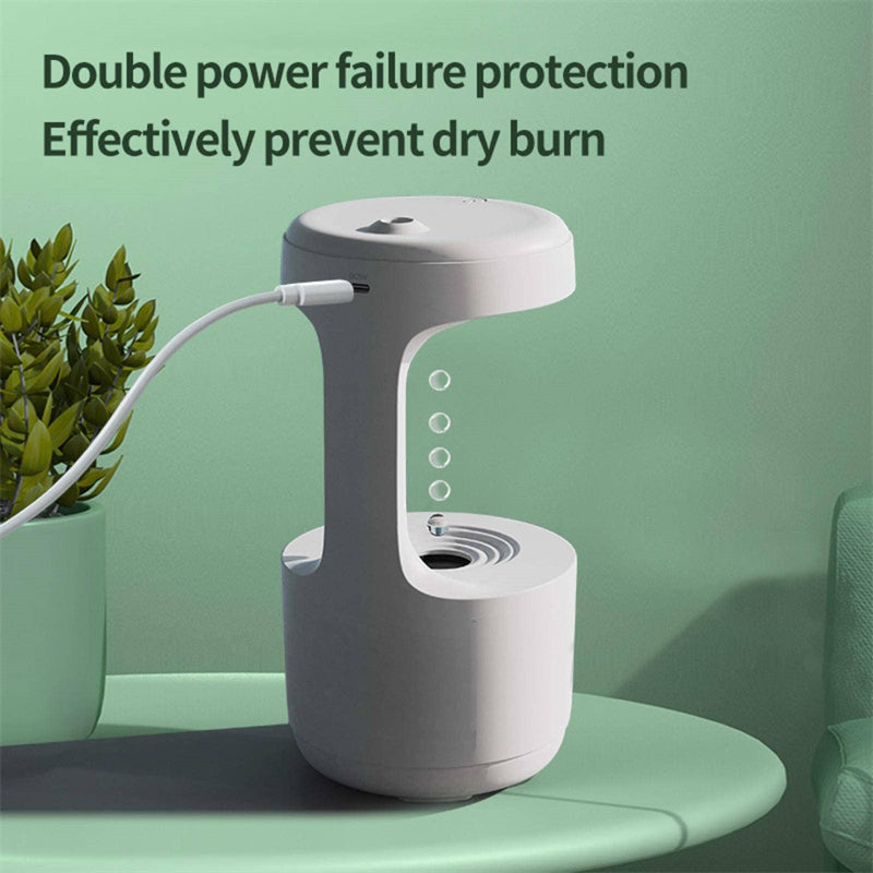 Bedroom Anti-Gravity Humidifier With Clock Water Drop Backflow